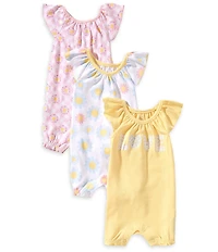 Baby Starters Baby Girls Flutter-Sleeve Love Rompers 3-Pack