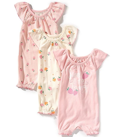 Baby Starters Baby Girls Flutter-Sleeve Sweet Little Thing Rompers 3-Pack