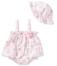 Baby Starters Baby Girls Gingham Floral Print Sleeveless Skirted Bubble