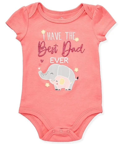 Baby Starters Baby Girls Short Sleeve Lap Shoulder Best Dad Verbiage Bodysuit