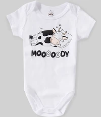 Baby Starters Baby Girls Short Sleeve Lap Shoulder 'MOOOOODY' Puff Detail Bodysuit