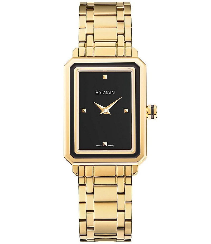 Balmain Women's Quartz Analog Gold Tone Rectangle Case Bracelet Watch