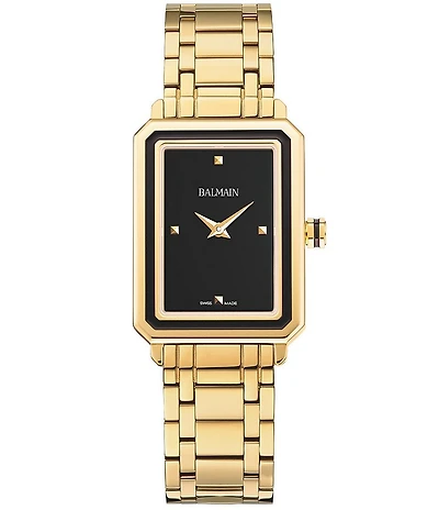 Balmain Paris Women's Quartz Analog Gold Tone Rectangle Case Bracelet Watch