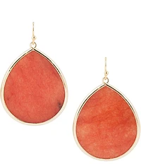 Barse Bronze & Orange Jade Stone Statement Drop Earrings