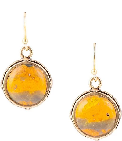 Barse Bumblebee Jasper Round Drop Earrings