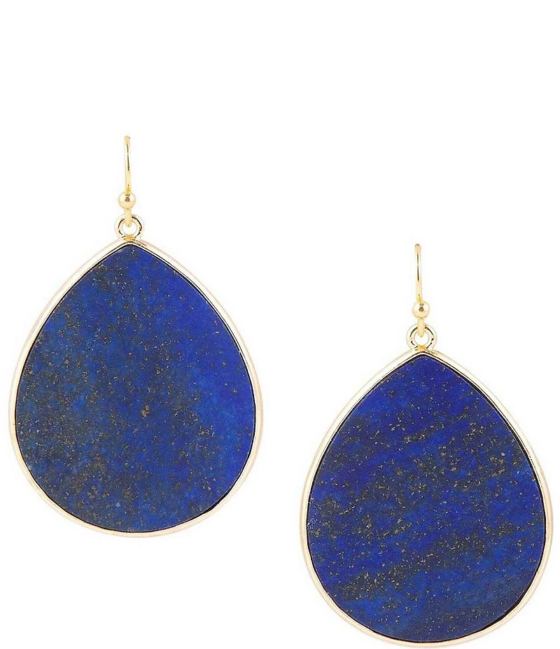 Barse Lapis Slab Drop Earrings