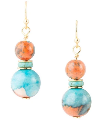 Barse Genuine Ocean Jade Stone Beaded Drop Earrings