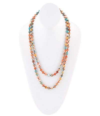 Barse Immeasurable Orange and Blue Ocean Jade Beaded Necklace