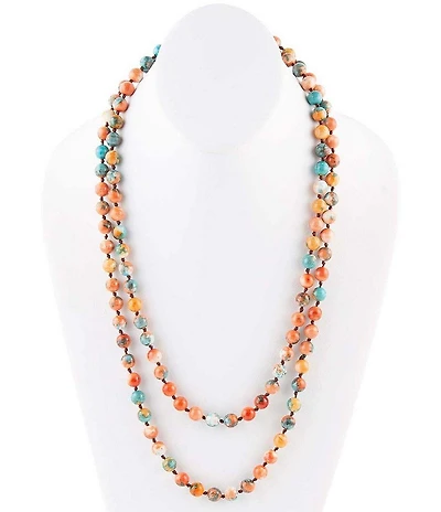 Barse Immeasurable Orange and Blue Ocean Jade Beaded Necklace