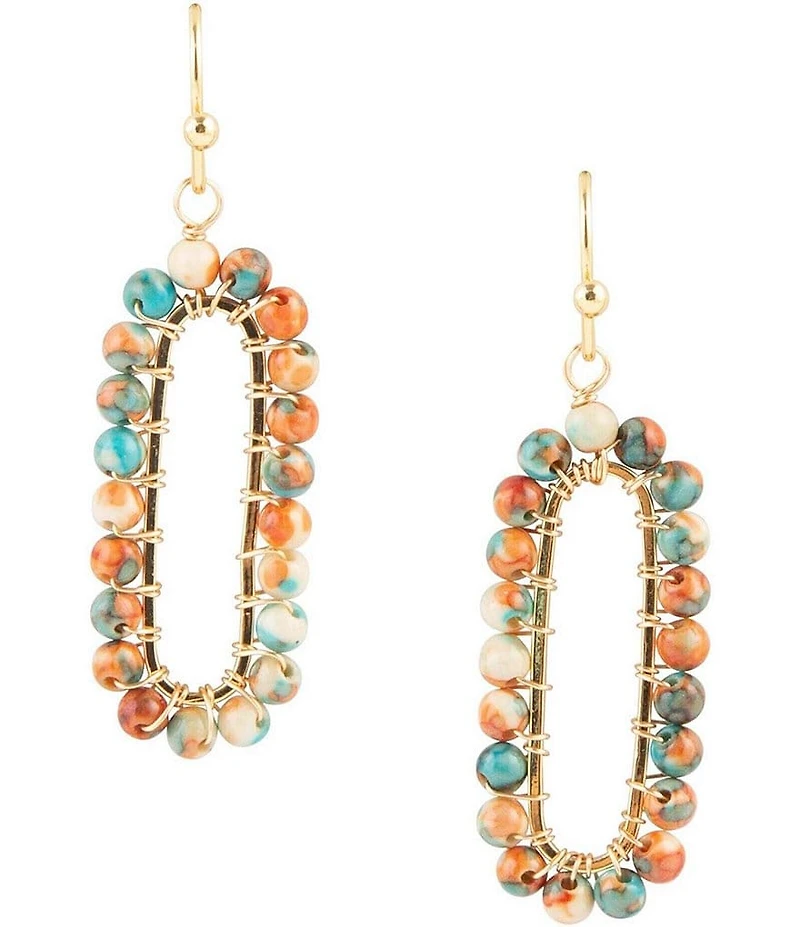 Barse Ocean Jade Genuine Stone Beaded Oval Drop Earrings