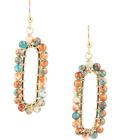 Barse Ocean Jade Genuine Stone Beaded Oval Drop Earrings