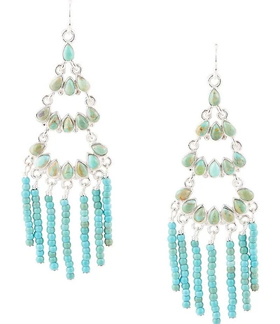 Barse Turquoise Layered Chandelier Earrings