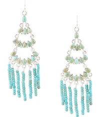 Barse Turquoise Layered Chandelier Earrings