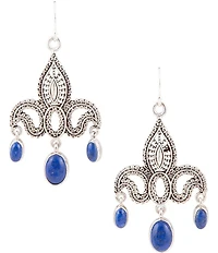 Barse Mehendi Blue Lapis and Sterling Silver Chandelier Earrings