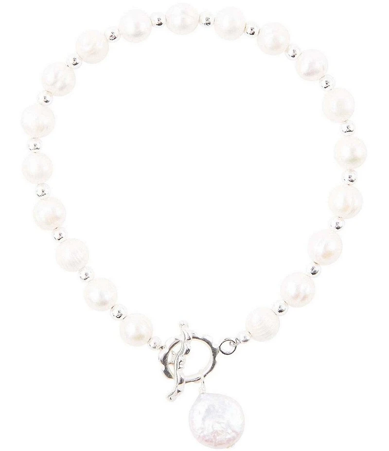 Barse Sterling Silver and Pearl Toggle Line Bracelet