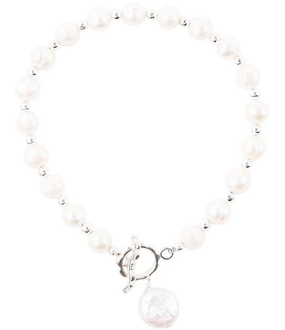 Barse Sterling Silver and Pearl Toggle Line Bracelet