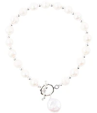 Barse Sterling Silver and Pearl Toggle Line Bracelet
