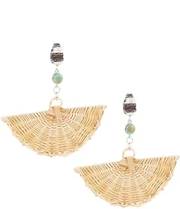 Barse Fan of Rattan Blue Turquoise and Sterling Silver Earrings