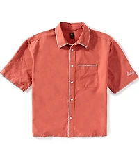 BDG Urban Outfitters Arlo Blanket Stitch Detail Short Sleeve Woven Shirt