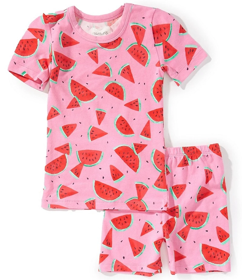 Bedhead Girls Short Sleeve Allover Print Stretch Jersey Top & Pajama 2-Piece Set