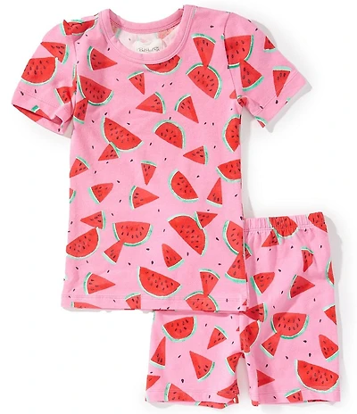 Bedhead Girls Short Sleeve Allover Print Stretch Jersey Top & Pajama 2-Piece Set