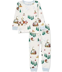 BedHead Boys 2-Piece Ski Pups Organic Cotton 2-Piece Pajama Set