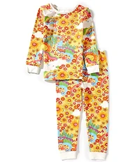 BedHead Pajama Little/Big Girls Long Sleeve Organic Cotton Groovy Print Two-Piece Pajamas Set