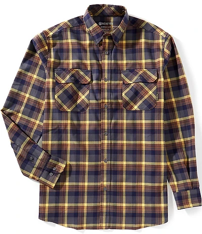 Beretta Stretch Cadet Mini Plaid Flannel Long Sleeve Woven Shirt