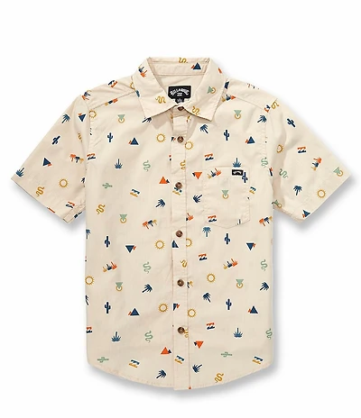 Billabong Big Boys Short Sleeve Sundays Allover Printed Woven Shirt