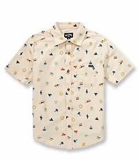 Billabong Big Boys Short Sleeve Sundays Allover Printed Woven Shirt