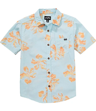 Billabong Big Boys Short Sleeve Sundays Printed Poplin Shirt