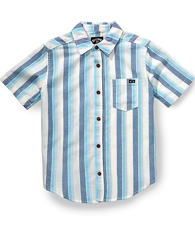 Billabong Big Boys Short Sleeve Sundays Stripe Button Front Woven Shirt