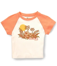 Billabong Big Girls Retro Tropics Graphic Short Sleeve Raglan Baby T-Shirt