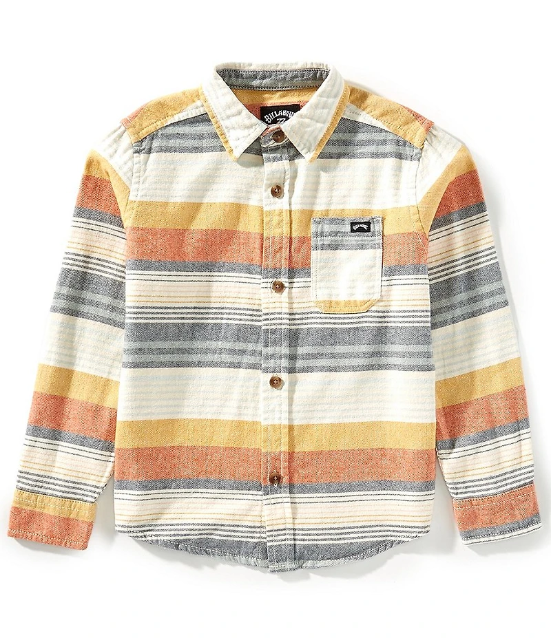 Billabong Little Boys Long Sleeve Stripe Dye Button Down Closure Shirt
