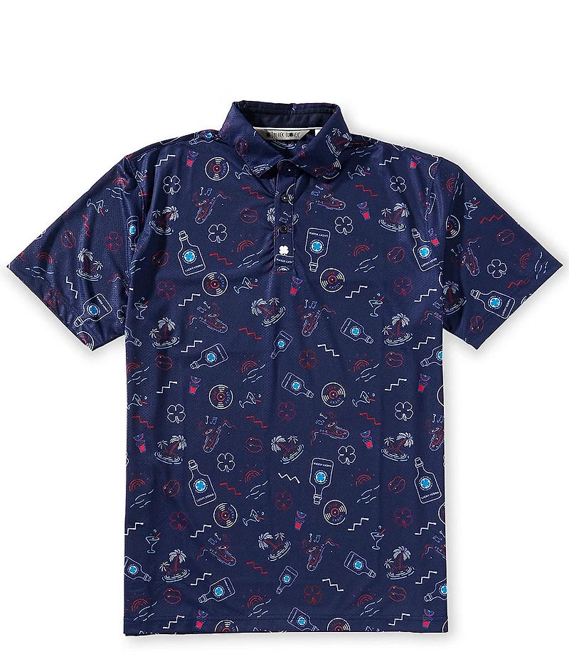 BLACK CLOVER Good Vibes Short Sleeve Printed Polo Shirt