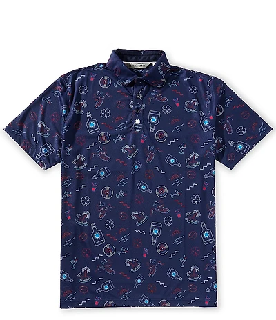 BLACK CLOVER Good Vibes Short Sleeve Printed Polo Shirt