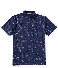 BLACK CLOVER Good Vibes Short Sleeve Printed Polo Shirt