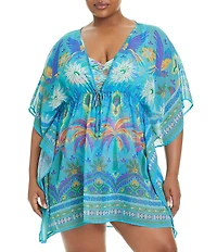 Bleu Rod Beattie Plus Size Summer Solstice Chiffon Caftan Swim Coverup