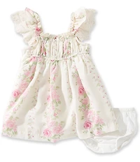 Bonnie Jean Baby Girls Flutter Sleeve Wallpaper Printed Empire Waist Dress