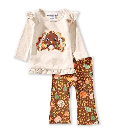 Bonnie Jean Baby Girls Long-Sleeve Thanksgiving Turkey Appliqued Knit Tunic Top & Thanksgiving-Themed Knit Leggings Set