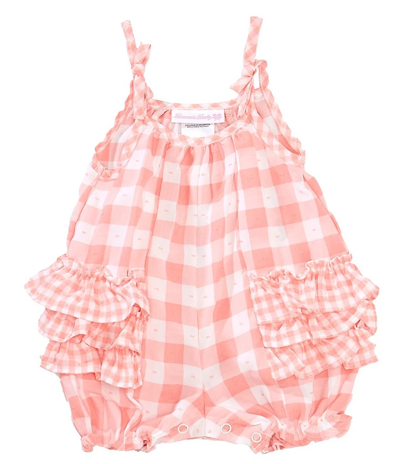 Bonnie Jean Baby Girls Gingham Print Ruffle Bubble Romper