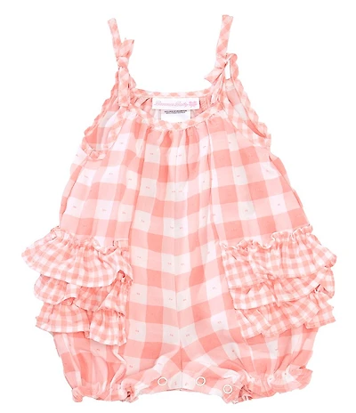 Bonnie Jean Baby Girls Gingham Print Ruffle Bubble Romper