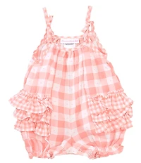 Bonnie Jean Baby Girls Gingham Print Ruffle Bubble Romper