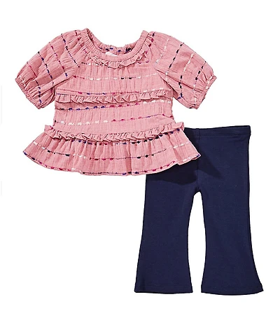 Bonnie Jean Baby Girls Short-Sleeve Slub-Knit Top & Denim Jeggings Set