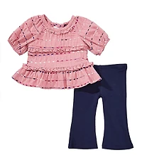 Bonnie Jean Baby Girls Short-Sleeve Slub-Knit Top & Denim Jeggings Set