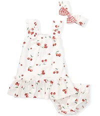 Bonnie Jean Baby Girls Sleeveless Cherry Printed Ruffled Flounce Hem Dress