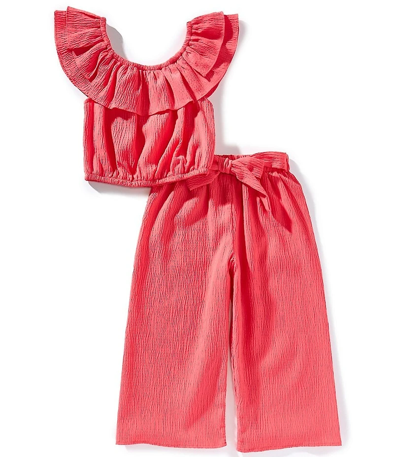 Bonnie Jean Big Girls Double-Ruffle Peasant Top & Matching Cropped Pant Set
