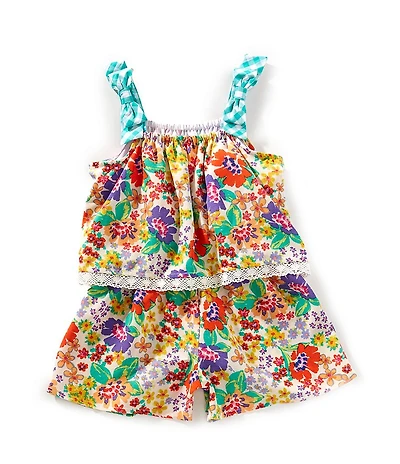 Bonnie Jean Little Girls Floral Popover Romper