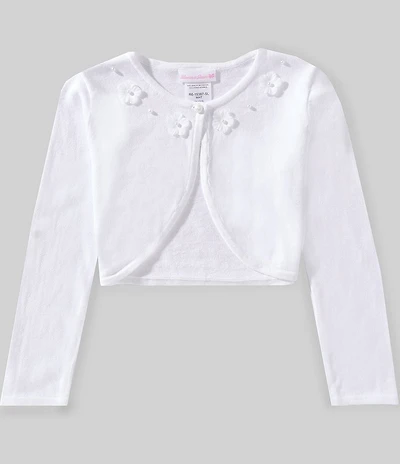 Bonnie Jean Little Girls Long-Sleeve Rosette-Trimmed Cardigan