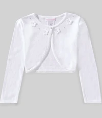 Bonnie Jean Little Girls Long-Sleeve Rosette-Trimmed Cardigan